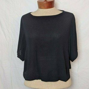 Crop Top T Shirt Tunic Black w Tiny White Dots